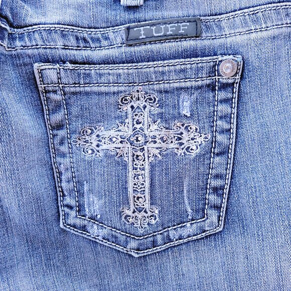 Cowgirl Tuff Co. Low Rise Rhinestone Cross Women's Jeans - Picture 7 of 8